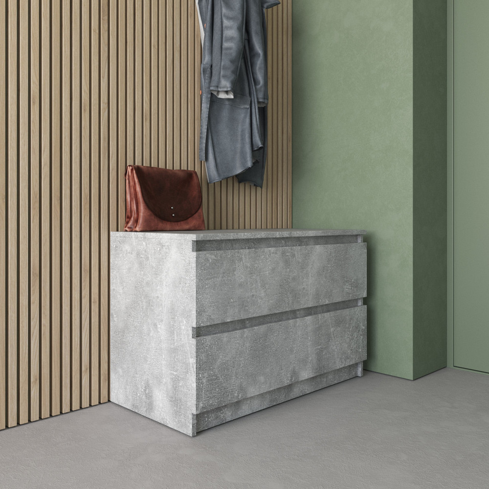 Комод VAYS R-19 Бетон, 2 шухляди без ручок, ЛДСП, 80×40×53 см - для передпокою, спальні, вітальні Львів - фото 1