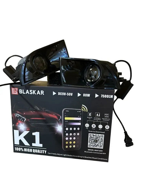 Комплект протитуманних LED фар BL Toyota Land Cruiser Prado 120 (2002-2009) 3000-6000K 80W 12V ПТФ FOG керування з телефону колір Харків - фото 3