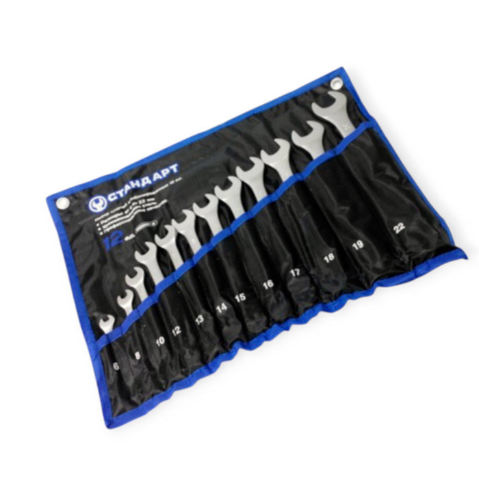 Набор ключей рожково-накидных 6-22 мм 12 шт ЕВРО (ткан. чехол) CrV Стандарт Мукачево - изображение 1