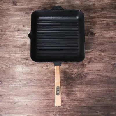 Сковорода Brizoll Optima чавунна квадратна Гриль з ручкою 260х260х50 мм (O262650G-P) Винница - изображение 7