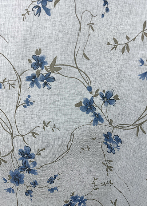 Тюль батист, колекція «Flora» колір білий із синьо-коричневим принтом 1533т Київ - фото 2