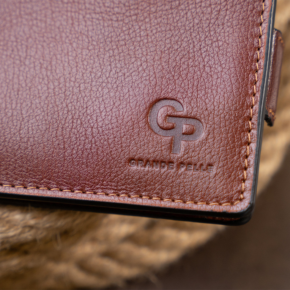 Портмоне горизонтальное Amico на магните на два отделения GRANDE PELLE 11322 Коньячное Киев - изображение 2