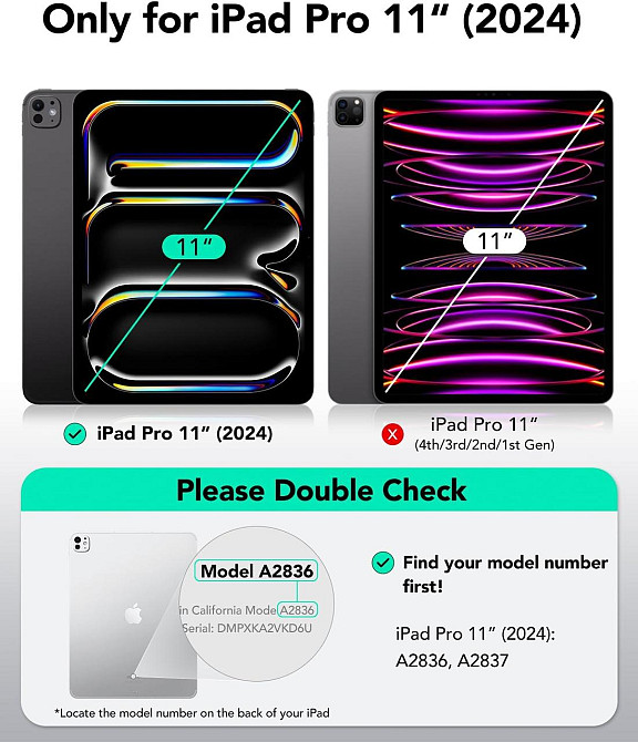 Чохол ESR для iPad Pro 11" з тримачем для стилусу, знімним магнітним чохлом, вертикальною підставкою, для планшету темно-синій Київ - фото 2