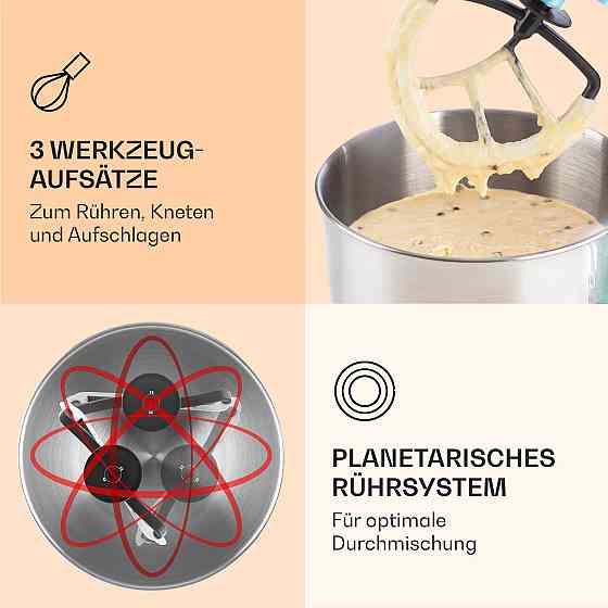 Кухонний комбайн Bella Elegance 2000 Вт/2,7 к.с./5.2 літра з неіржавкої сталі, що не містить BPA, Рівне