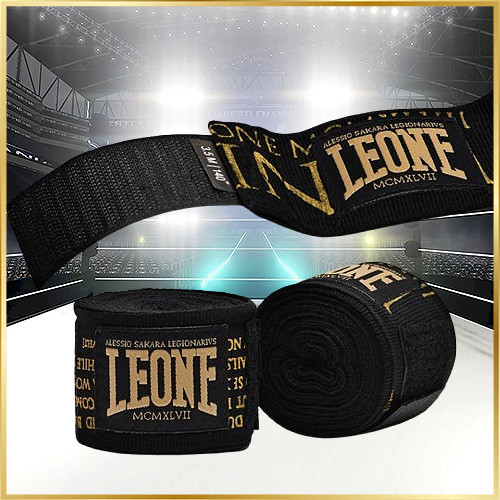Боксерские бинты Leone Legionarivs 3,5 м эластичные хлопковые бинты для бокса и единоборств, черные Киев - изображение 1