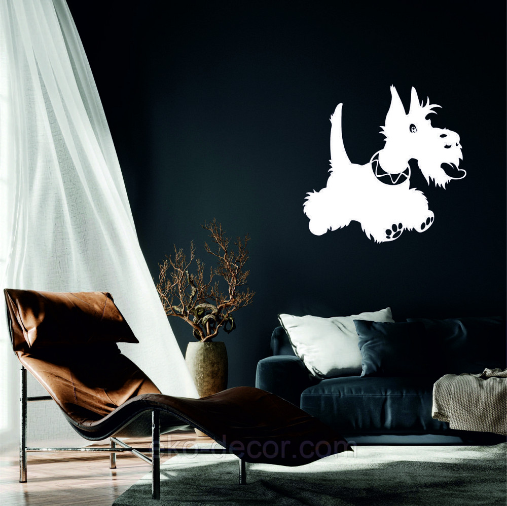 Декоративне настінне Панно «Шотланський тер'єр», Декор на стіну 90*90 см, Білий Київ - фото 1