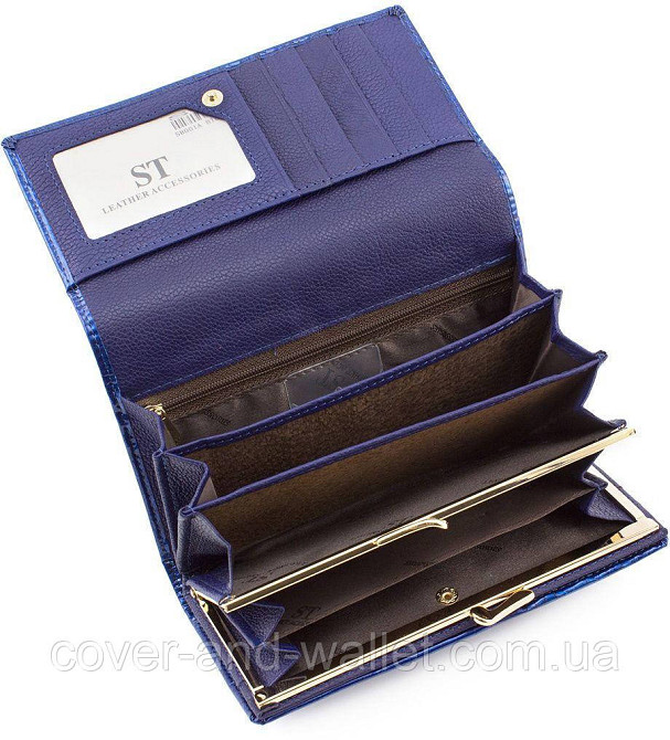 Женский лаковый кошелек синего цвета среднего размера ST S8001A Киев - изображение 5