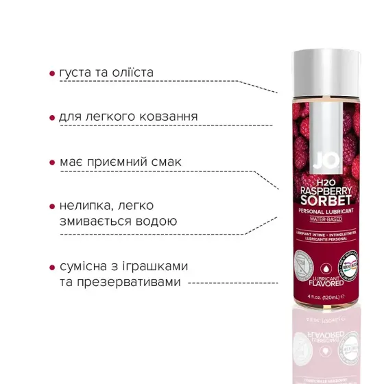 Змазка на водній основі System JO H2O — Raspberry Sorbet (120 мл) без цукру, рослинний гліцерин Львів