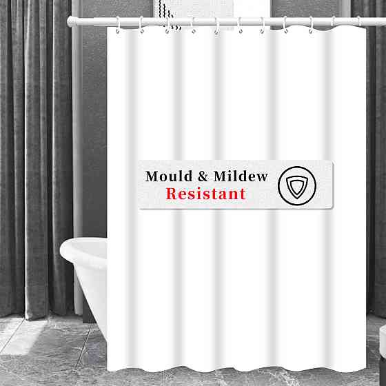 Шторка для ванны из полиэстера водонепроницаемая Bathlux 180x180 см с кольцами, белая матовая Каменец-Подольский