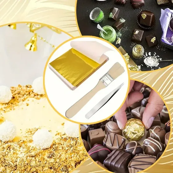 Сусальне золото для декору, набір 100 листів 8x8 см Київ