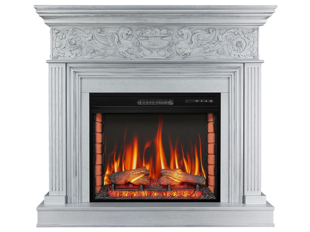 Каминокомплект ArtiFlame Residence AF28S белый дуб, патина серебро с обогревом и звуком горения огня Львов - изображение 2