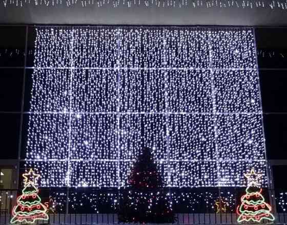 Гірлянда штора завіса Водоспад 3х3 м 320 LED (білий шнур, з перехідником) Біле світло Вінниця