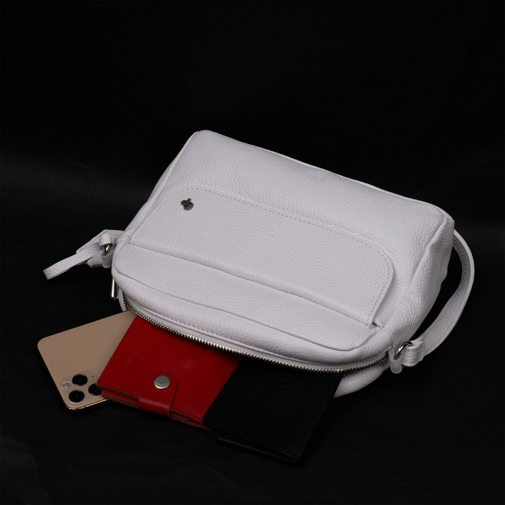 Жіноча сумка крос-боді із натуральної шкіри Біла (GRANDE PELLE) Київ - фото 1