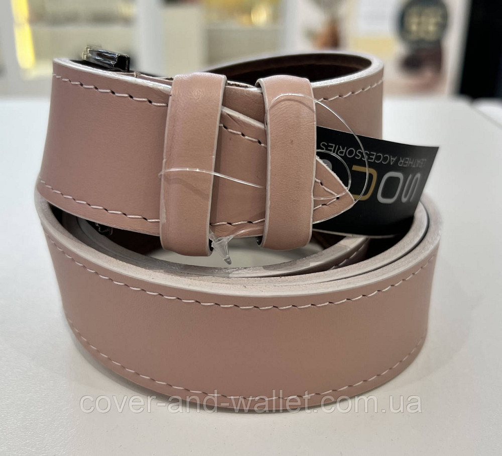 Красивый пудровый женский ремень из натуральной кожи 35мм PS Leather Киев - изображение 10