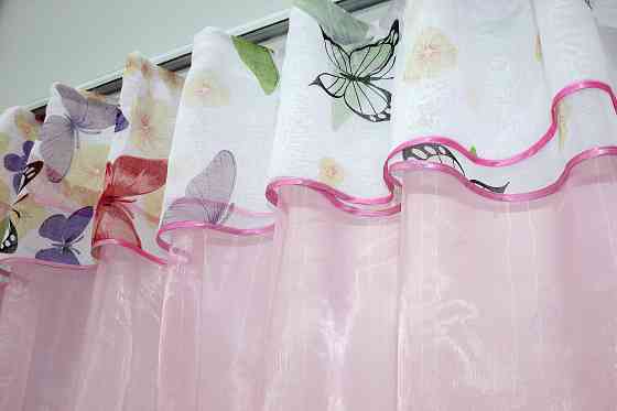 Кухонная занавеска (265х170см) на кухню, балкон цвет розовый 00к 59-493 Киев