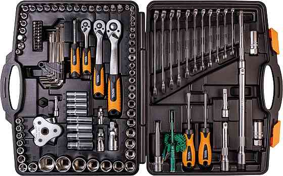 Набір ключів і насадок торцевих MASTERTOOL PROFI 1/4"-3/8"-1/2" тріскачка 72Т 121 шт кейс 78-5121 Рівне