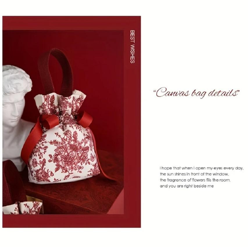 Холщовий мішечок з зав'язками з квітковим принтом, бавовняний органайзер для прикрас, сувенірів та п Київ - фото 2