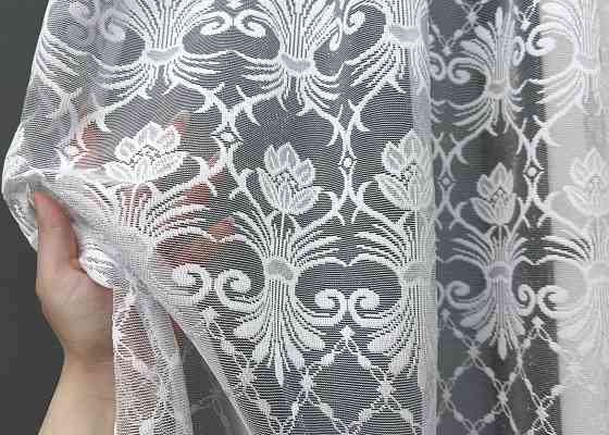 Коротка тюль, висота 1,2м, жаккард "Jak-1" колір білий 695т Київ