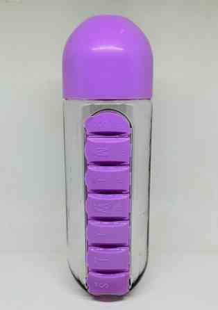 Бутылка для воды с таблетницей Pill Bottle фиолетовая Винница