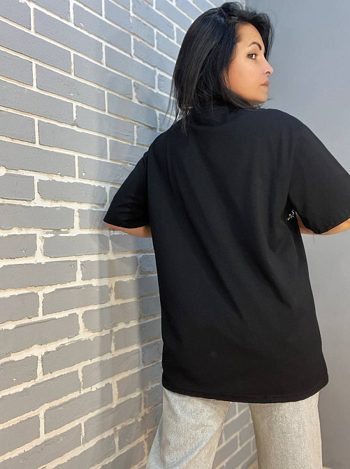 Футболка жіноча Yi Fang 320 оверсайз подовжена заклепки бра one size, чорний, one size Київ - фото 14