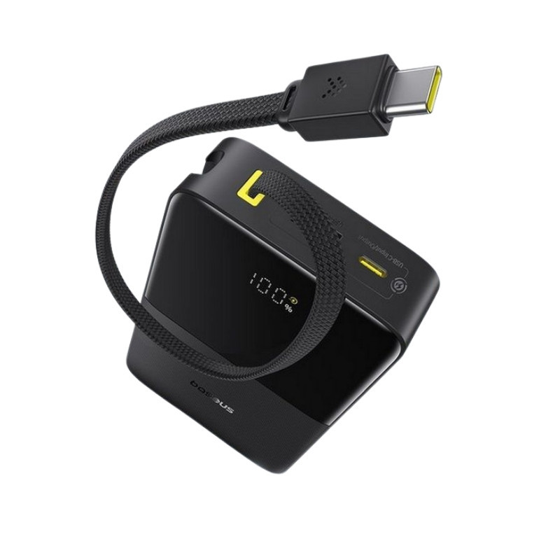 Зовнішній акумулятор Baseus EnerFill FC51 Bipow2 Pro Digital Display Power Bank with Built-in Cable 20000mAh 22.5W Cosmic Black Київ - фото 2