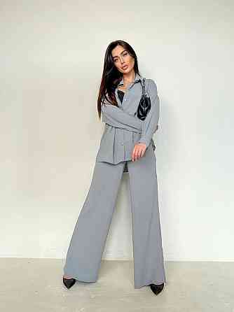 Женский стильный привлекательный костюм американский креп Серый, 42/44 Одесса