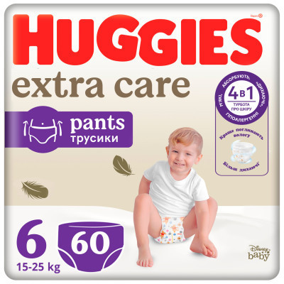Підгузки Huggies Extra Care Розмір 6 (15-25кг) Pants Box 60 шт (5029053582429) Вінниця - фото 1