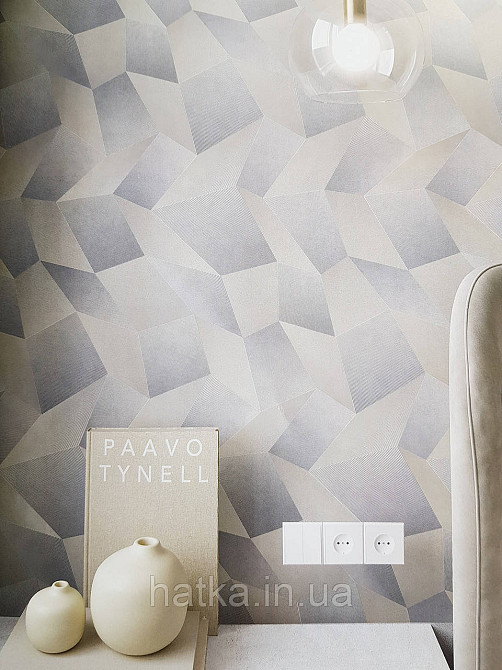 Обои метровые виниловые на флизелине Sintra Vila геометрия фигуры 3д серые бежевые бронза c серебром  534656 Киев - изображение 7