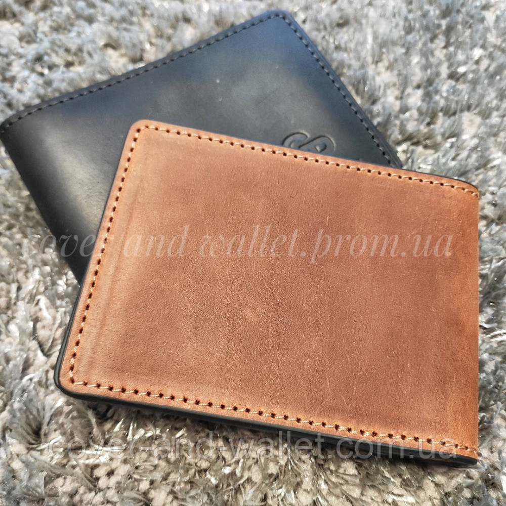 Кожаный зажим для денег с окном для документов Grande Pelle цвет терракота Киев - изображение 9