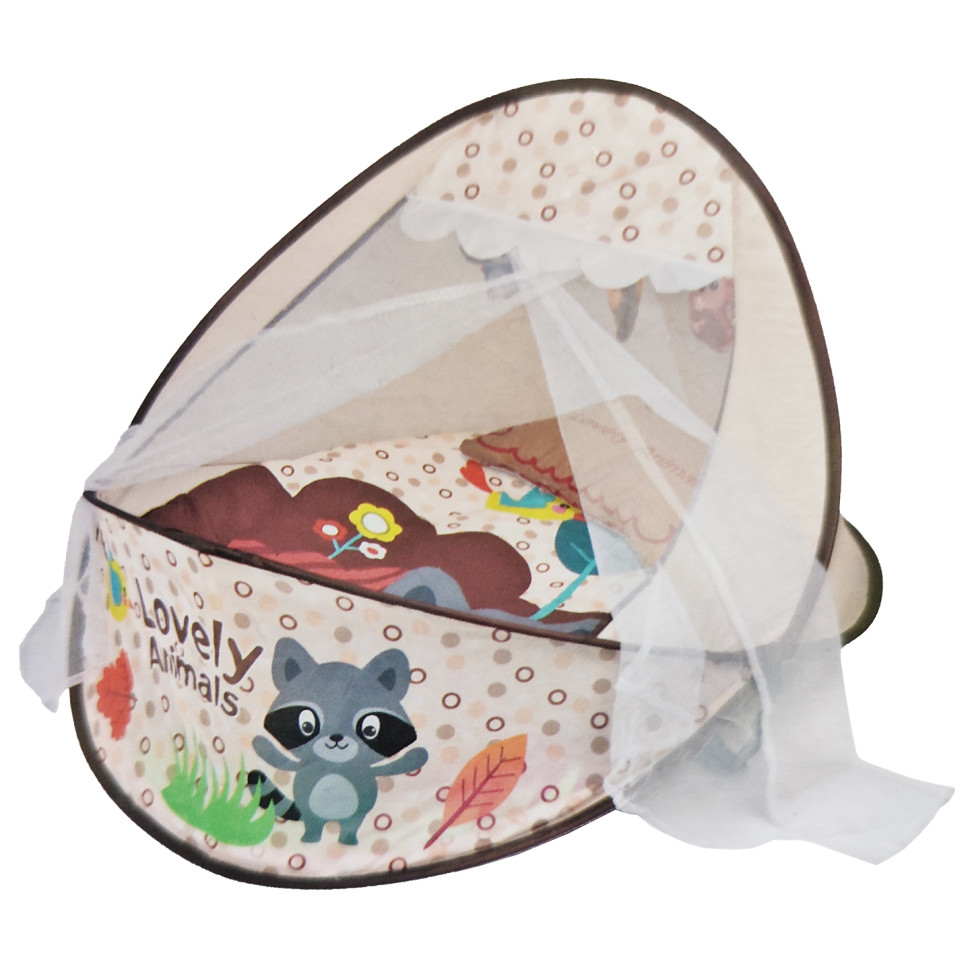 Килимок-манеж для немовляти 66526A 2в1, дуга, підвіски, грає музика  Бежевий Вінниця - фото 1