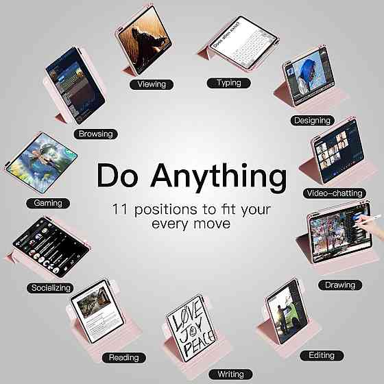 Чехол для iPad 10.2 (7/8/9 поколение) с держателем для Apple Pencil, вращающийся 360°, магнитная подставка, Киев