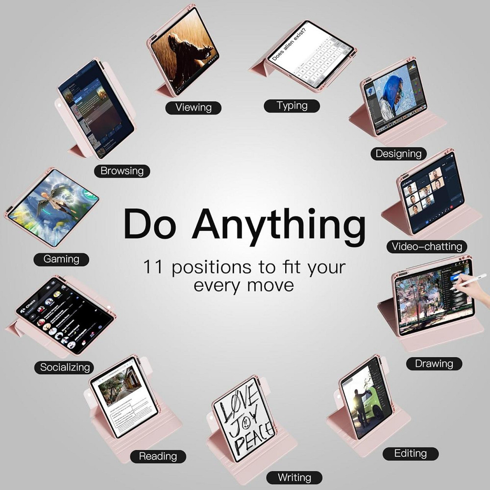 Чехол для iPad 10.2 (7/8/9 поколение) с держателем для Apple Pencil, вращающийся 360°, магнитная подставка, Киев - изображение 6