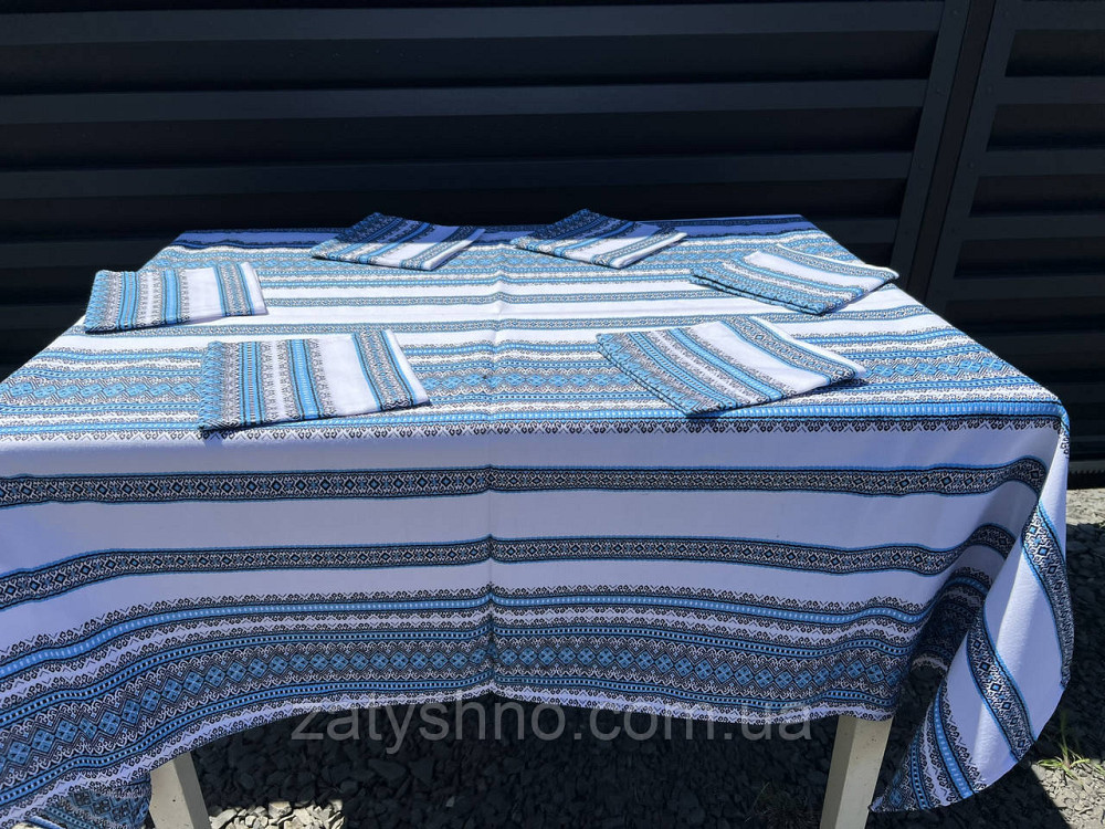 Вишита скатертина блакитна з серветками Київ - фото 5