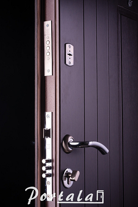 Двери уличные, серия Элегант, модель Нью-Йорк, двухцветная, гнутый профиль, 2 контура уплотнения, 2 замка Киев - изображение 3