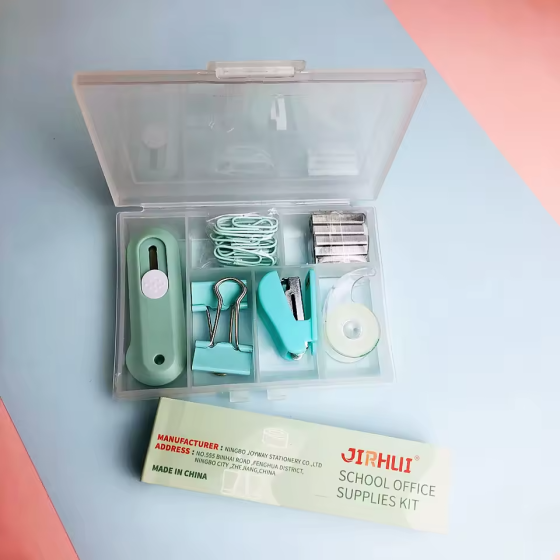 Настільний набір канцелярії, органайзер для офісу зі скріпками, біндерами та затискачами, блакитний Кам'янець-Подільський