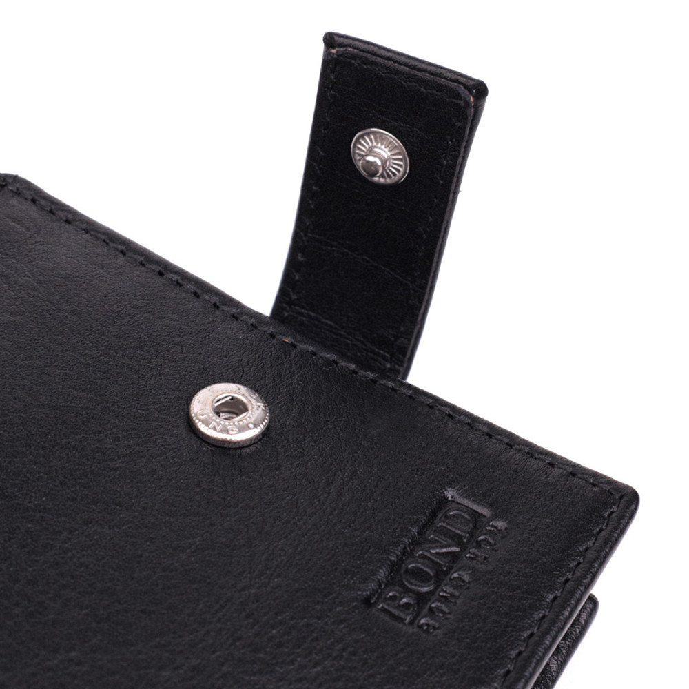 Місткий чоловічий гаманець з натуральної шкіри BOND 22861 Чорний Київ - фото 7