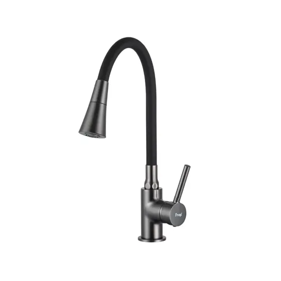 Смеситель для кухни с гибким изливом Frap F4044-9 2 режима, графит/черный Киев