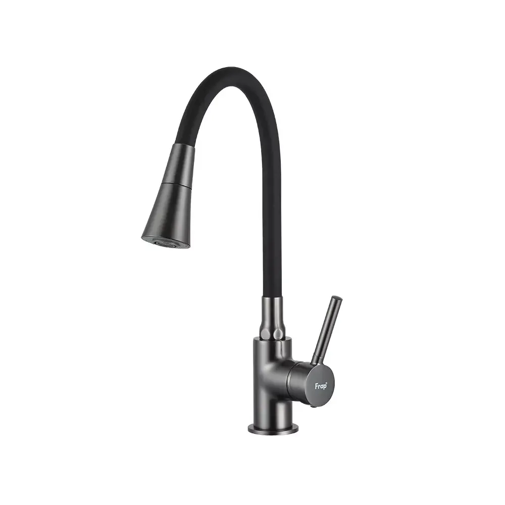 Смеситель для кухни с гибким изливом Frap F4044-9 2 режима, графит/черный Киев - изображение 1