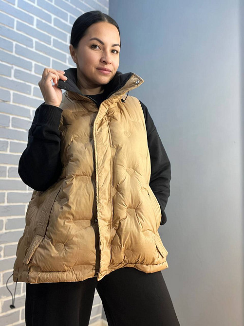 Жилет жіночий A-N 7025 стеганий серця подовжений оверсайз без капюшона, карамель, 44 Одеса - фото 7