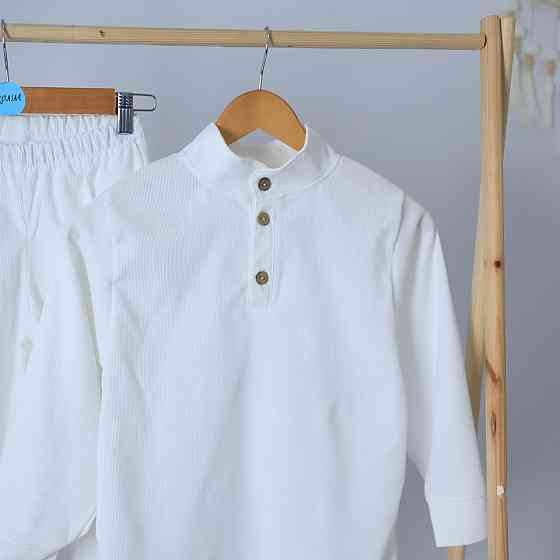 Святковий вельветовий костюм білого кольору для хлопчика  костюм до школи сорочка + штани Кам'янець-Подільський