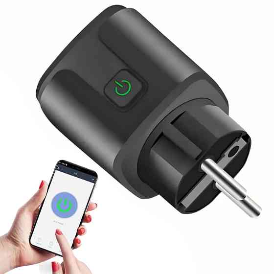 Розумна розетка WiFi з лічильником електроенергії 20А, Tuya Smart 4400Вт, Чорна / Розетка для моніторингу енергії Київ