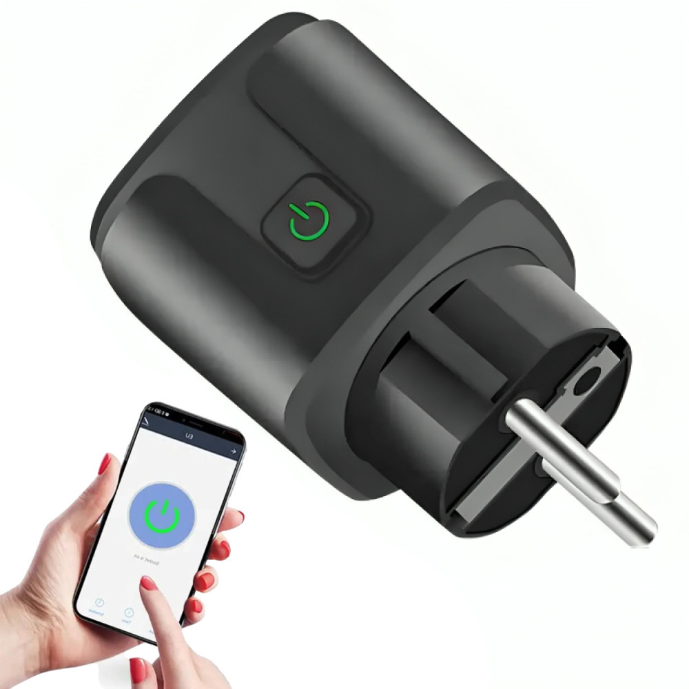 Розумна розетка WiFi з лічильником електроенергії 20А, Tuya Smart 4400Вт, Чорна / Розетка для моніторингу енергії Київ - фото 1