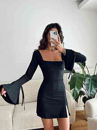 Жіноче обтисле базове плаття з квадратним вирізом мікродайвінг Чорний, 46/48 Одеса