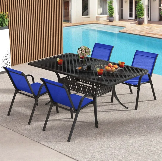 Комплект садових стільців Costway Patio з підлокітниками синій Київ
