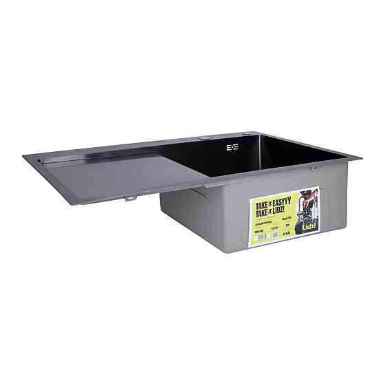 Мийка для кухні інтегрована Lidz Handmade H7849BL крило зліва Brushed Black PVD 3,0/1,0 мм LDH7849BLPVD43624 Київ