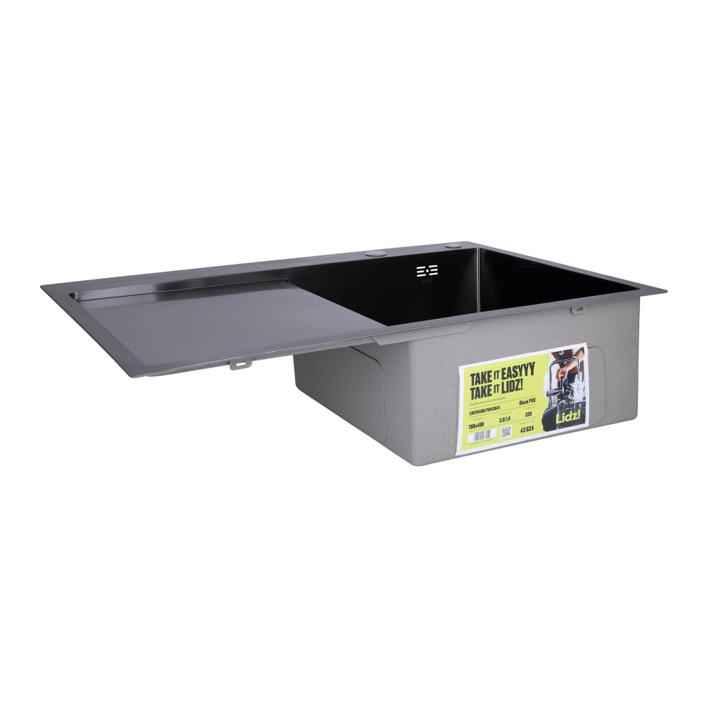 Мийка для кухні інтегрована Lidz Handmade H7849BL крило зліва Brushed Black PVD 3,0/1,0 мм LDH7849BLPVD43624 Київ - фото 3