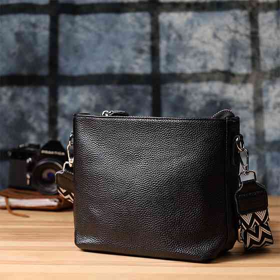 Жіноча сумка на плече з якісної натуральної шкіри Vintage 22914 Чорний Київ