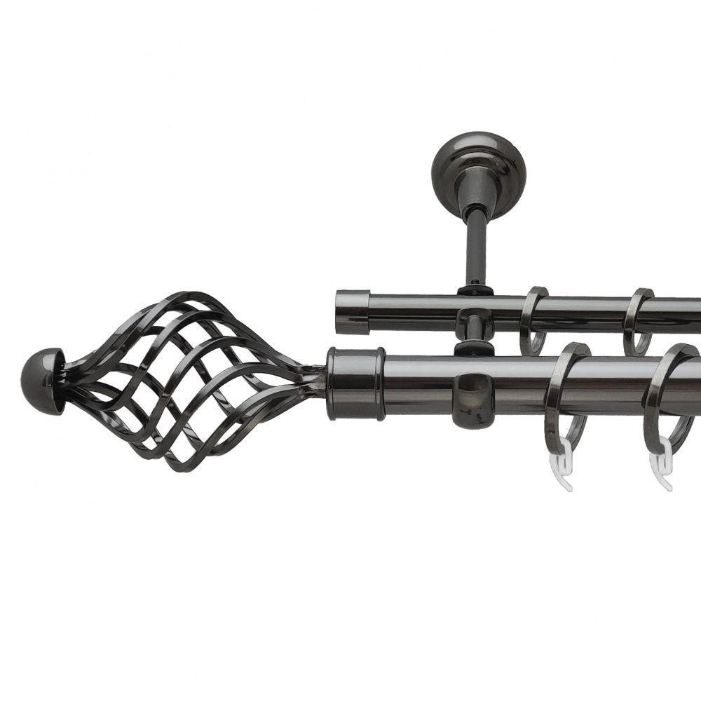 Карниз Orvit Арезо металевий дворядний відкритий гладка труба кільце фасонне металеве  Онікс 25\16 мм 240 см Львов - изображение 1