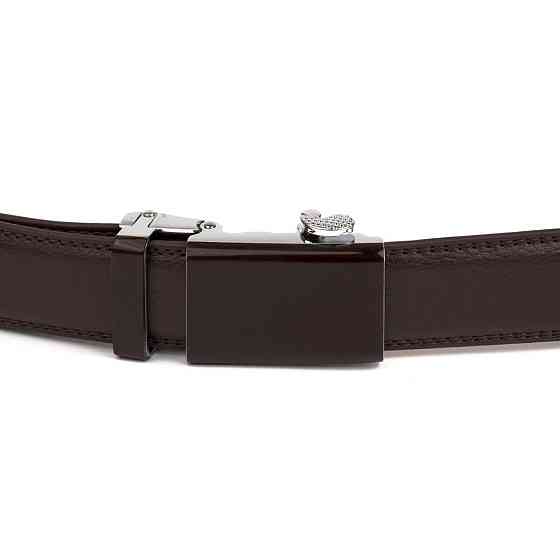 Ремень мужской c прямоугольной пряжкой Vintage 20311 Коричневый Киев