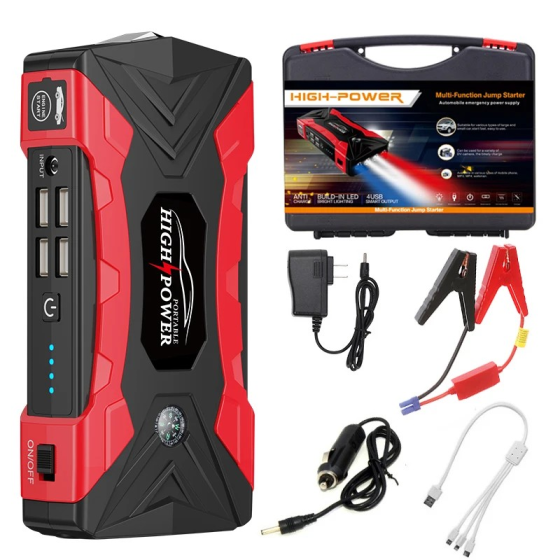 Пускозарядний пристрій бустер Jump Starter QY33 99800mAh 4 USB Чорно-червоний Вінниця